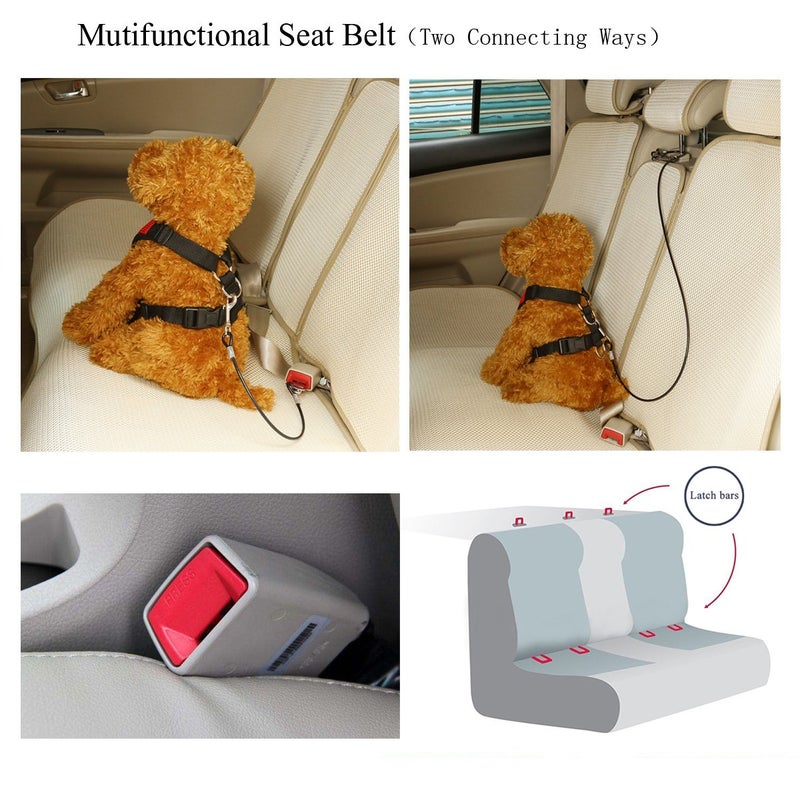 Mogoko Chew Proof Dog Car Seatbelt Safety Restraint Pet No-Chew Tether Cable Stainless Steel Dog Leash Puppy Vehicle Seat Belt Strap with Double Clip and Latch Attachment (16 inch) Black - Image 3